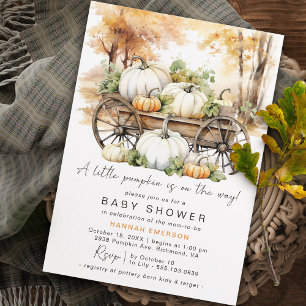 Rustic Pumpkin Cute Neutral Fall Baby Shower Invitation