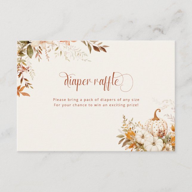 Rustic Pumpkin Diaper Raffle Baby Shower  Enclosure Card (Front)