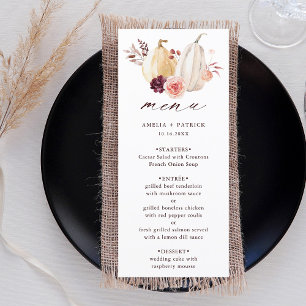 Rustic Pumpkin Fall Autumn Wedding  Menu