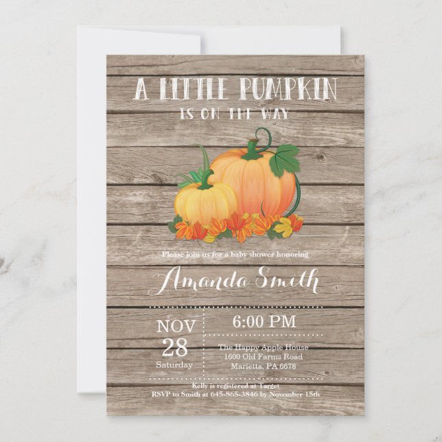 Rustic Pumpkin Fall Baby Shower Invitation (Front)