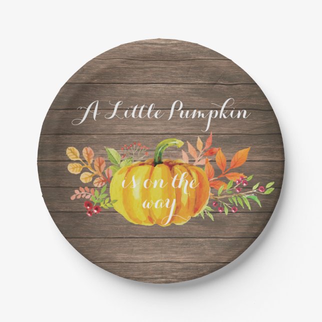 Rustic Pumpkin Fall Baby Shower Paper Plate (Front)