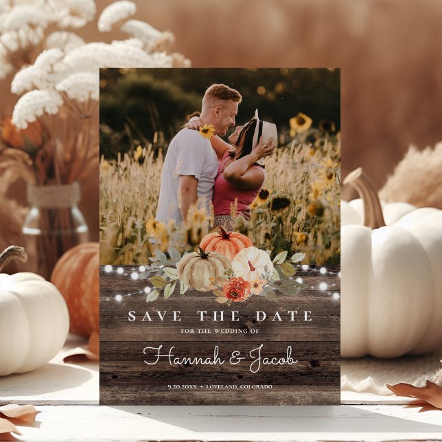 Rustic Pumpkin Fall Barn Wood Wedding Save The Date (Creator Uploaded)