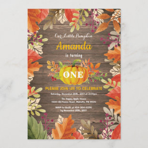 Rustic Pumpkin Fall Birthday Invitation