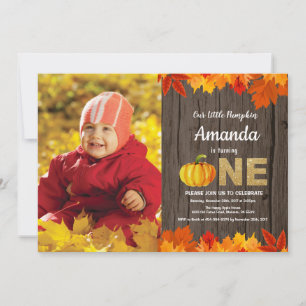 Rustic Pumpkin Fall Birthday Invitation Gold