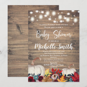 Rustic Pumpkin Fall Country Burgundy Baby Shower Invitation