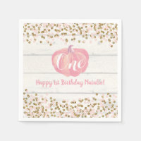 Rustic Pumpkin Fall First Birthday Party Pink