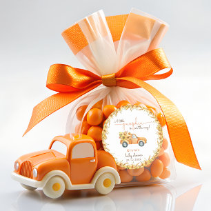 Rustic Pumpkin Fall Floral Baby Shower Classic Round Sticker