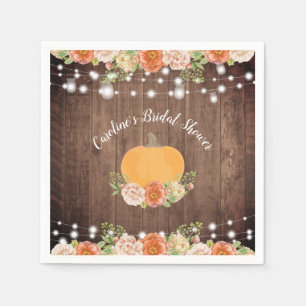Rustic Pumpkin Fall Floral Bridal Shower Napkin