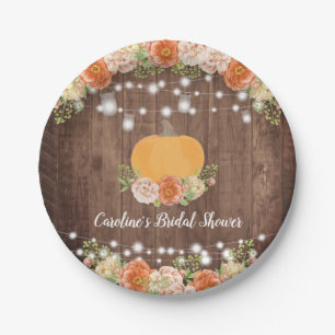 Rustic Pumpkin Fall Floral Bridal Shower Paper Plate