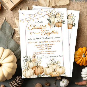 Rustic Pumpkin Fall Floral Thanksgiving Dinner Invitation