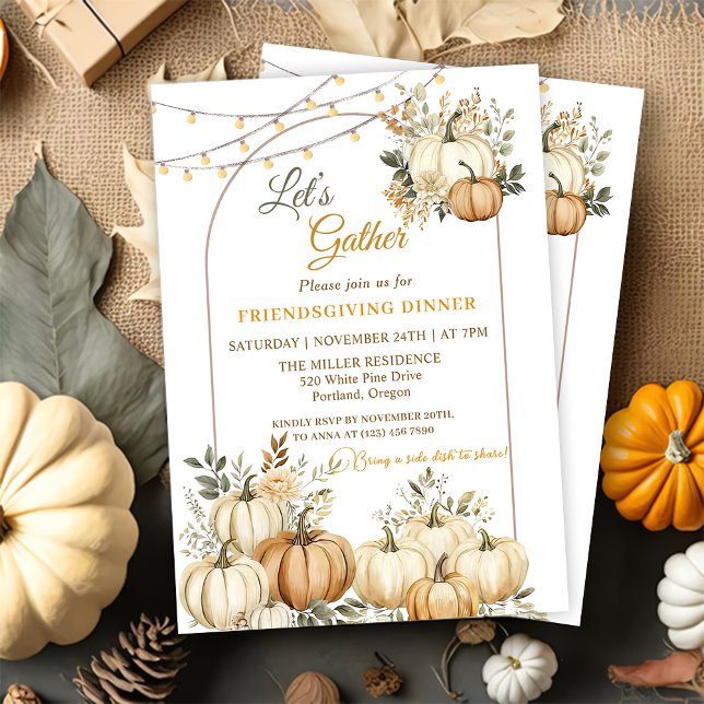 Rustic Pumpkin Fall Floral Thanksgiving Dinner Invitation (Creator Uploaded)