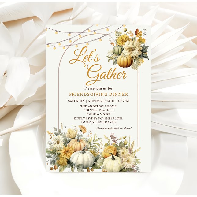 Rustic Pumpkin Fall Floral Thanksgiving Dinner Invitation (Creator Uploaded)