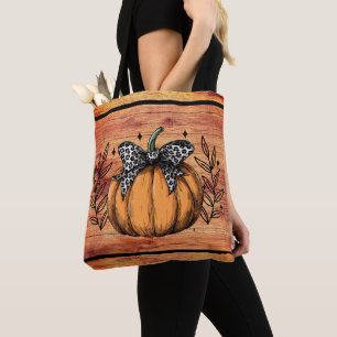 Rustic Pumpkin Fall Foliage Tote Bag