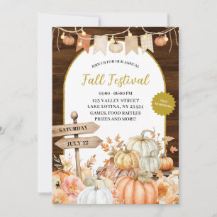 Rustic Pumpkin Fall Harvest Festival Invitation