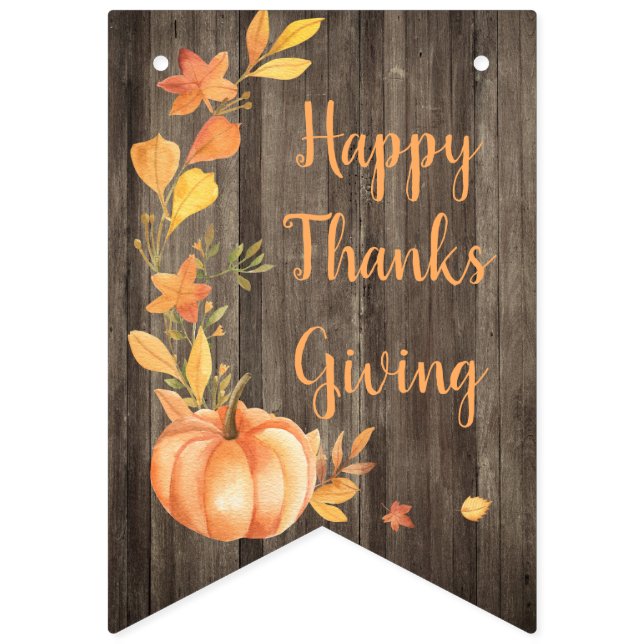 Rustic Pumpkin Fall Harvest Thanksgiving Bunting (First Flag)