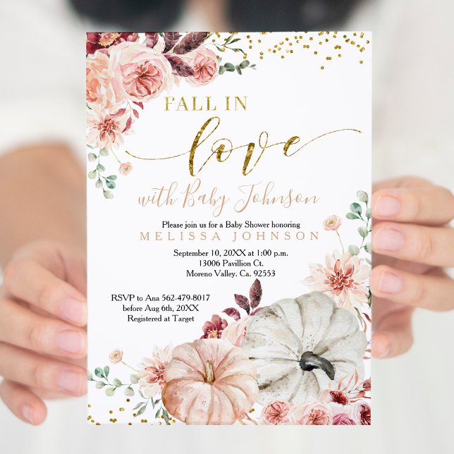 Rustic Pumpkin Fall in Love Baby Shower Invitation (Creator Uploaded)