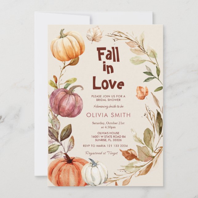  Rustic Pumpkin Fall In Love Couple Shower  Invitation (Front)