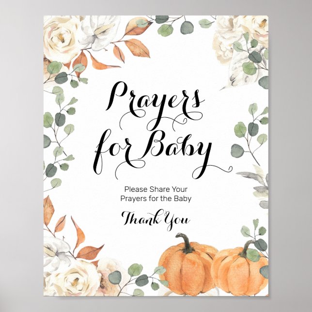 Rustic Pumpkin Fall in Love Prayers for Baby Sign (Front)