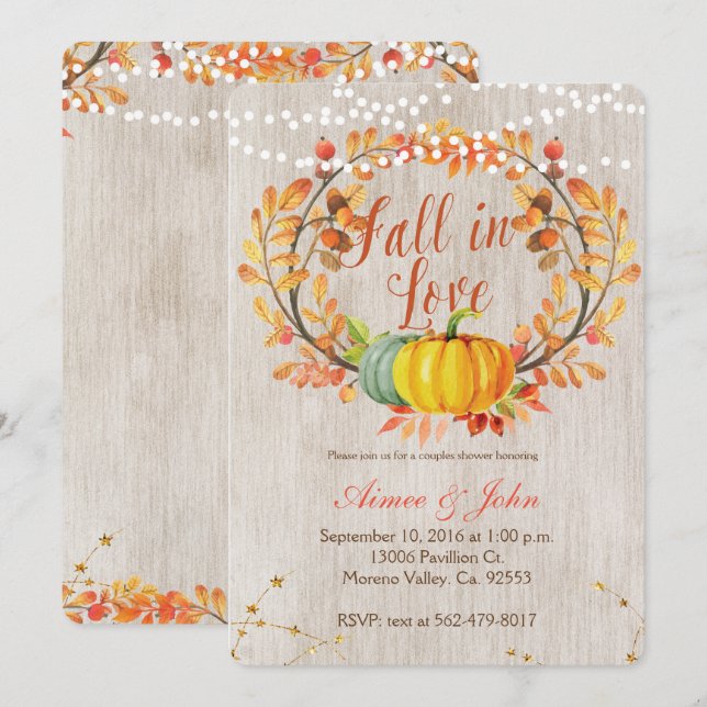 Rustic pumpkin fall invitation (Front/Back)