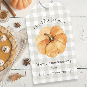 Rustic Pumpkin Fall Thanksgiving Thankful for You Gift Tags