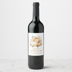 Rustic Pumpkin Fall Thanksgiving Wine Label