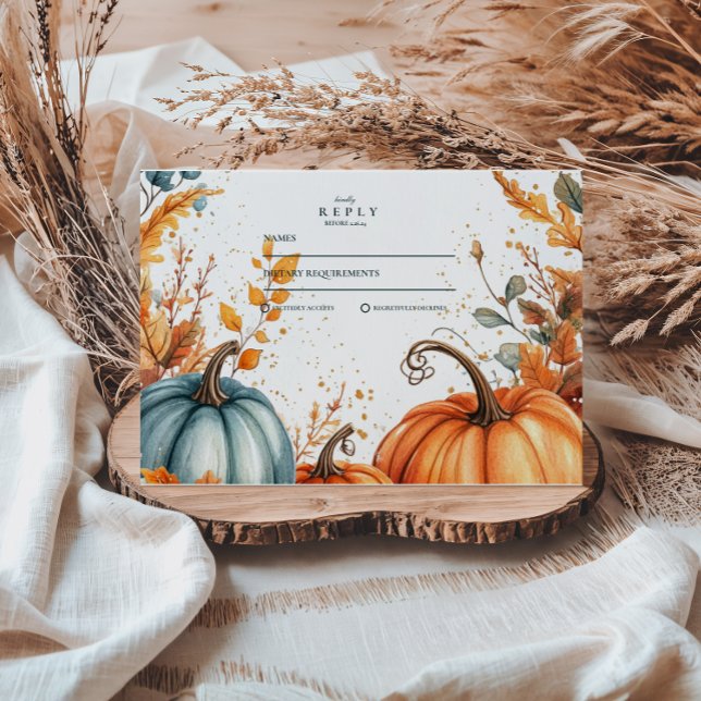 Rustic Pumpkin Fall Wedding RSVP Card (Creator Uploaded)