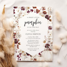 Rustic Pumpkin Fall Wildflower Baby Shower