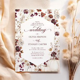 Rustic Pumpkin Fall Wildflower Wedding Invitation