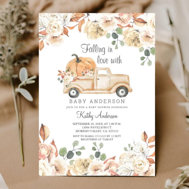Rustic Pumpkin Falling in Love Baby Shower Invitation (Creator Uploaded)