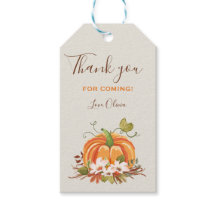 Rustic Pumpkin Favour Tag Autumn Fall Leaves Flora