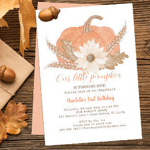 Rustic Pumpkin First Birthday Invite