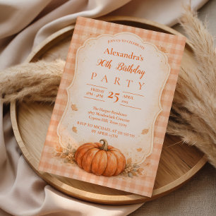 Rustic Pumpkin Floral 90th Birthday Invitation