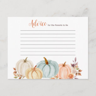 Rustic Pumpkin Floral Advice Card Baby Shower