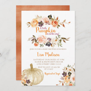 Rustic Pumpkin Floral Baby Shower  Invitation