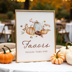 Rustic Pumpkin Floral Bridal Shower Favours Sign