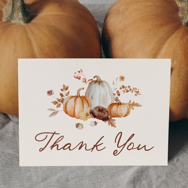 Rustic Pumpkin Floral Bridal Shower Thank You Card (Creator Uploaded)