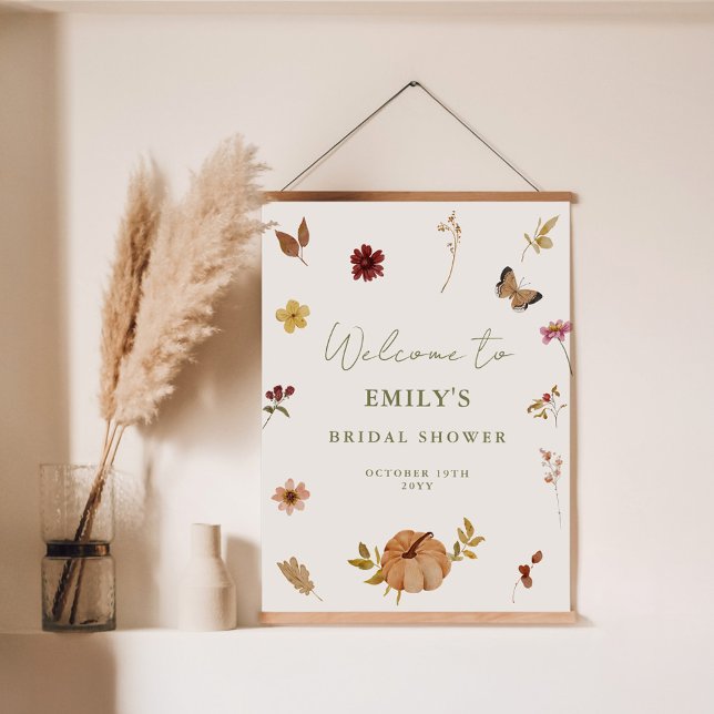 Rustic Pumpkin Floral Bridal Shower Welcome Sign (Creator Uploaded)