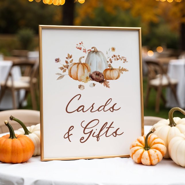 Rustic Pumpkin Floral Cards and Gifts Sign (Creator Uploaded)