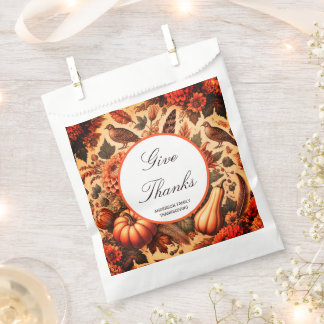 Rustic Pumpkin Flowers Thanksgiving Dinner Favour Bags