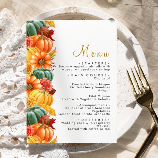 Rustic Pumpkin & Flowers Wedding Menu (Creator Uploaded)