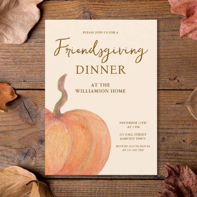 Rustic Pumpkin Friendsgiving Dinner  Invitation (Creator Uploaded)