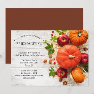 Rustic Pumpkin Friendsgiving Thanksgiving Dinner Invitation
