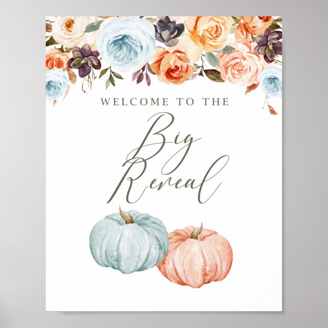 Rustic Pumpkin Gender Reveal Fall Welcome Sign (Front)