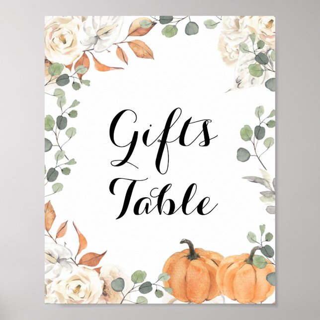 Rustic pumpkin Gifts Table Sign (Front)