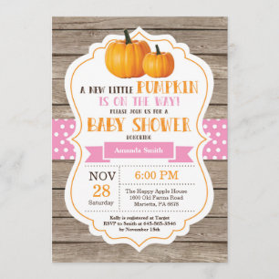 Rustic Pumpkin Girl Baby Shower Invitation Card