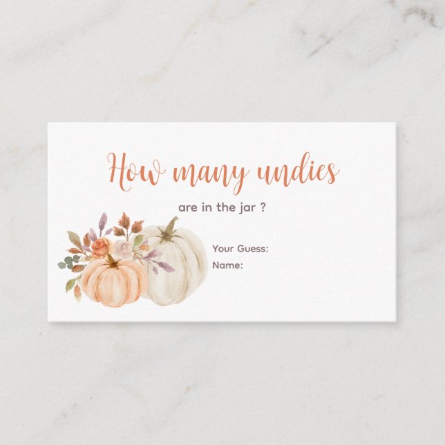 Rustic Pumpkin How Many Undies Enclosure Card (Front)