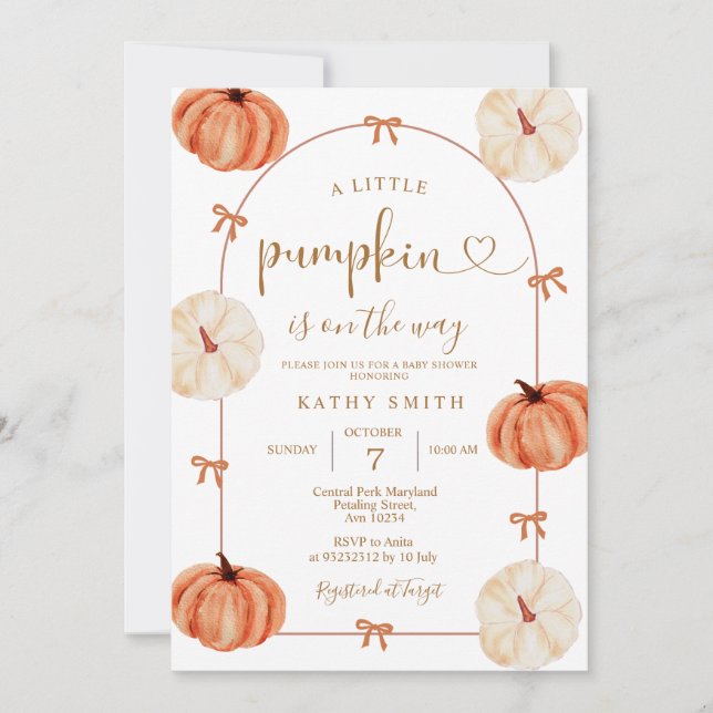RUSTIC pumpkin is on the way Baby Shower Invitation (Front)