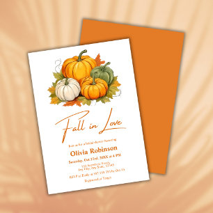 Rustic Pumpkin Orange Fall in Love Bridal Shower  Invitation