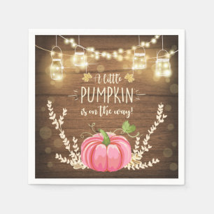 Rustic Pumpkin Paper Napkins Fall Wood Shower
