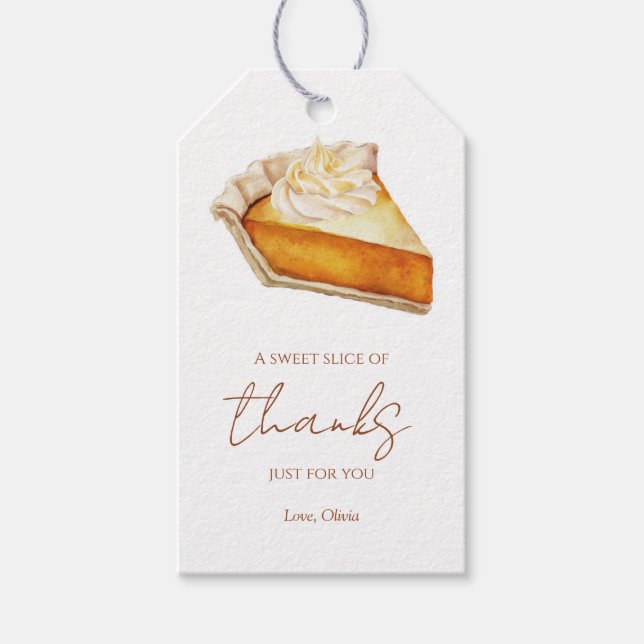 Rustic Pumpkin Pie Slice Rectangle Gift Tag (Front)